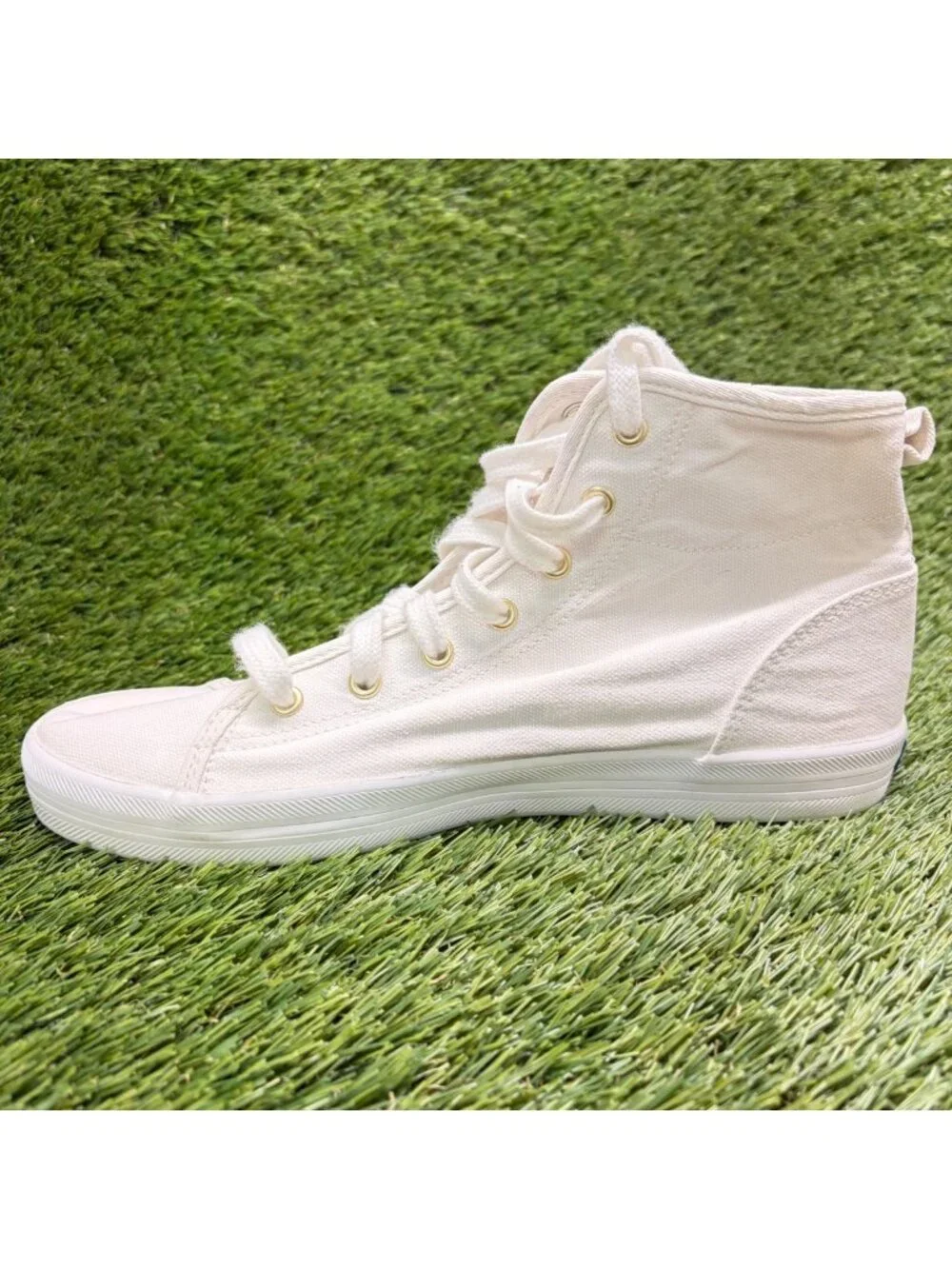 Keds Kickstart Hi Canvas Womens Size 7.5 White Athletic Lifestyle Shoes Sneakers